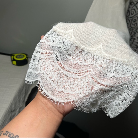 Free people angora wool blend sweater with lace trim - Picture 8 of 14